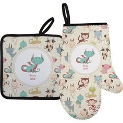 Chinese Zodiac Oven Mitt & Pot Holder Set w/ Name or Text