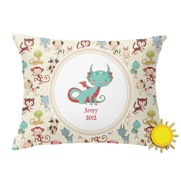 Custom Chinese Zodiac Outdoor Throw Pillow (Rectangular) (Personalized)