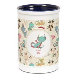 Chinese Zodiac Ceramic Pencil Holders - Blue