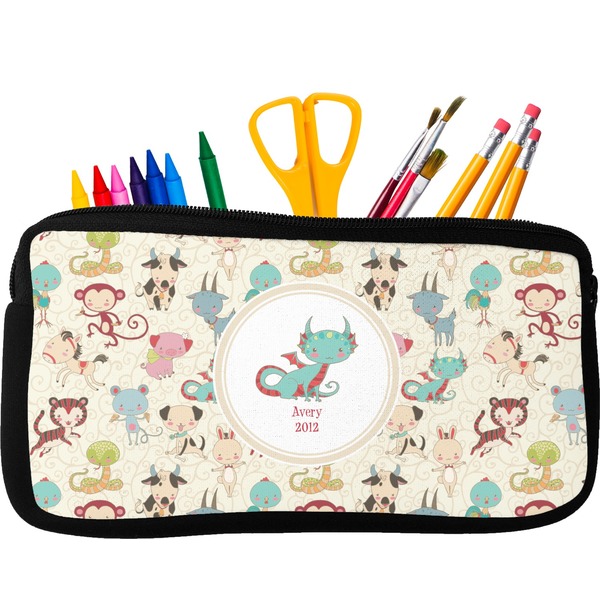 Custom Chinese Zodiac Neoprene Pencil Case - Small w/ Name or Text