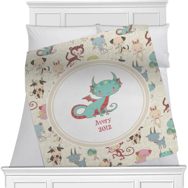 Custom Chinese Zodiac Minky Blanket - Toddler / Throw - 60"x50" - Single Sided (Personalized)