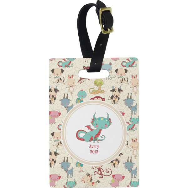 Custom Chinese Zodiac Plastic Luggage Tag - Rectangular w/ Name or Text