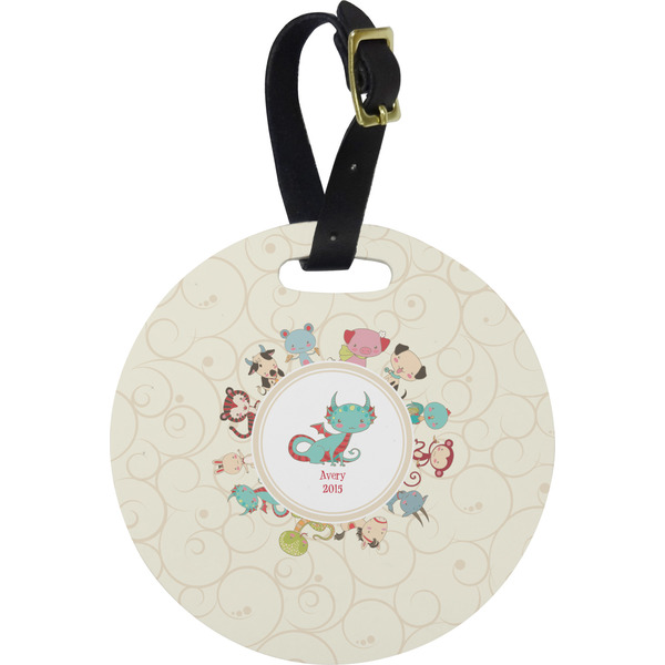 Custom Chinese Zodiac Plastic Luggage Tag - Round (Personalized)