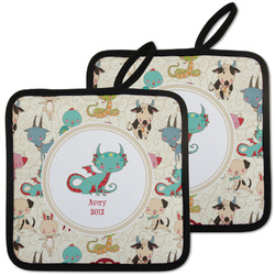 Chinese Zodiac Pot Holders - Set of 2 w/ Name or Text