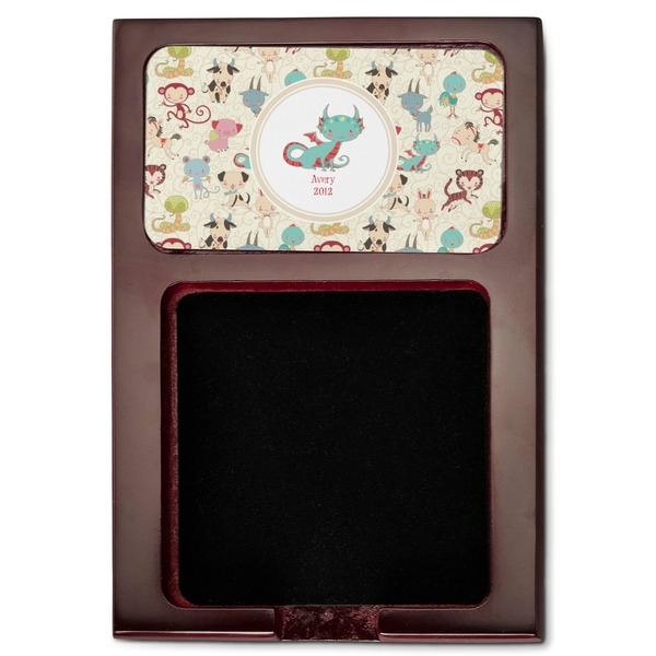 Chinese Zodiac Red Mahogany Sticky Note Holder - Flat