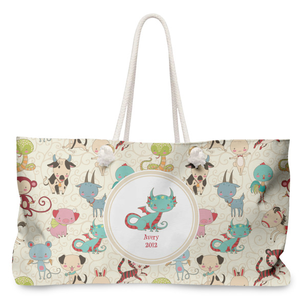 Custom Chinese Zodiac Large Tote Bag with Rope Handles (Personalized)