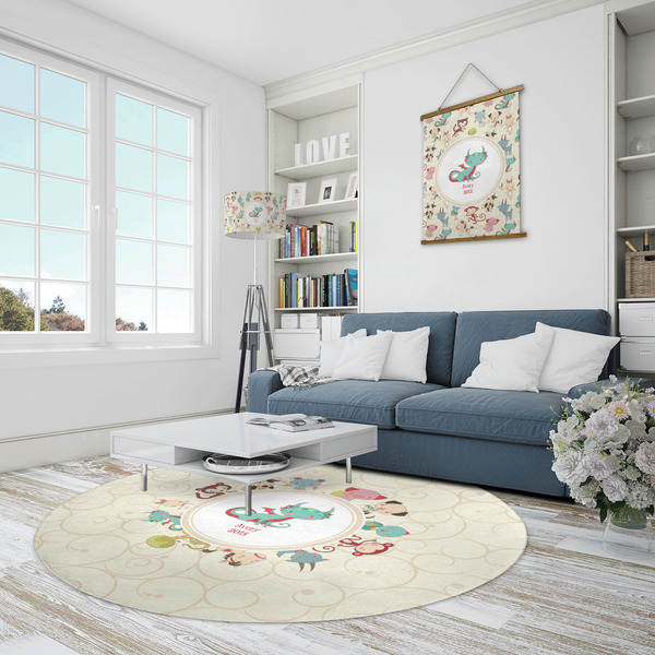 Chinese Zodiac Round Area Rug - IN CONTEXT