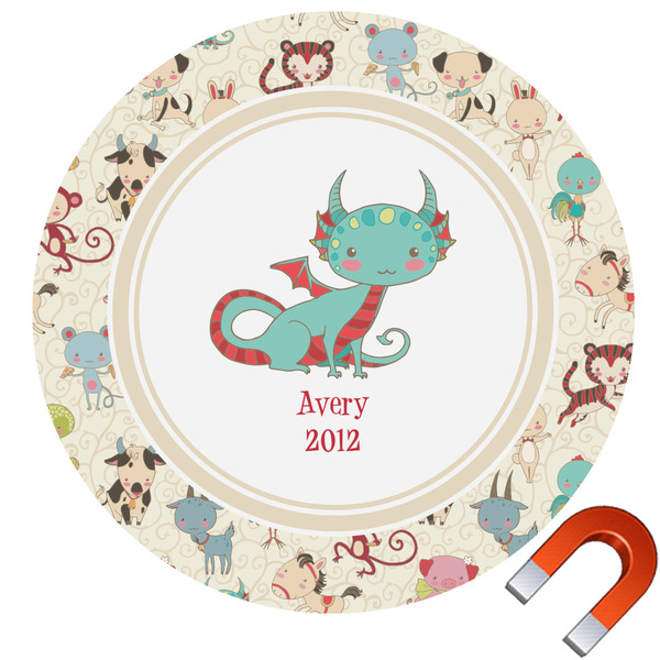 Custom Chinese Zodiac Round Car Magnet - 6" (Personalized)