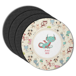 Chinese Zodiac Round Rubber Backed Coasters - Set of 4 (Personalized)