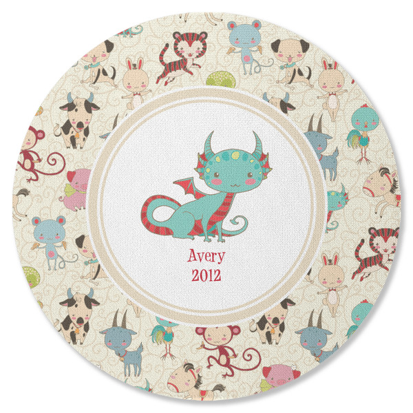 Custom Chinese Zodiac Round Rubber Backed Coaster (Personalized)