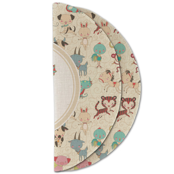 Chinese Zodiac Round Linen Placemats - HALF FOLDED (double sided)