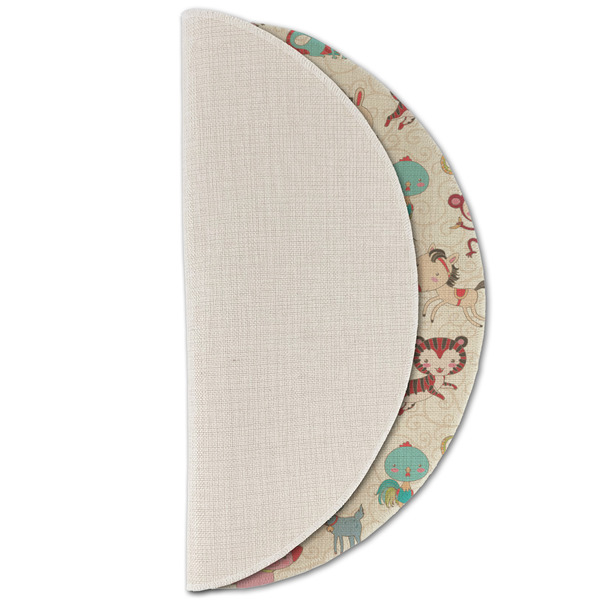 Chinese Zodiac Round Linen Placemats - HALF FOLDED (single sided)