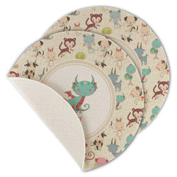 Chinese Zodiac Round Linen Placemat - Single Sided - Set of 4 (Personalized)