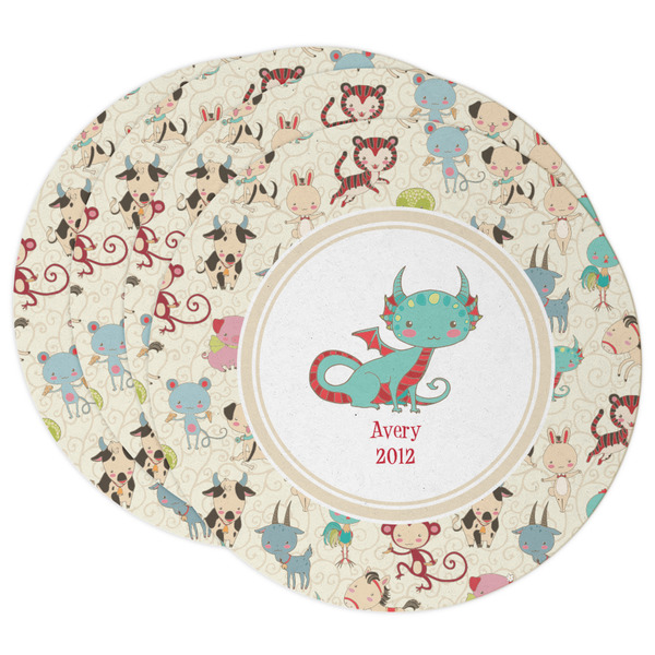 Custom Chinese Zodiac Round Paper Coasters w/ Name or Text