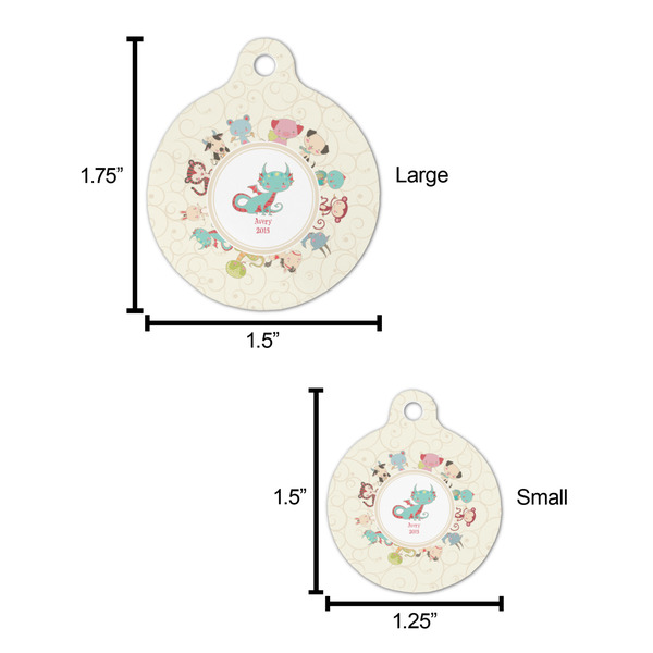 Chinese Zodiac Round Pet ID Tag - Large - Comparison Scale
