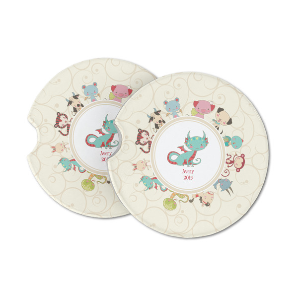 Custom Chinese Zodiac Sandstone Car Coasters - Set of 2 (Personalized)
