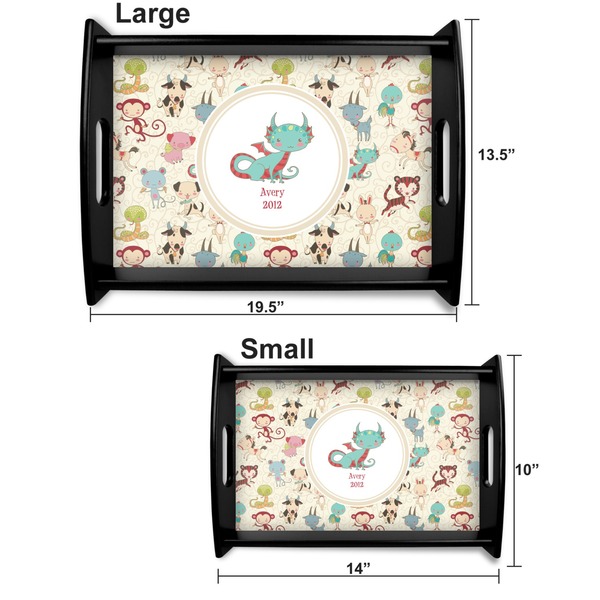 Chinese Zodiac Serving Tray Black Sizes