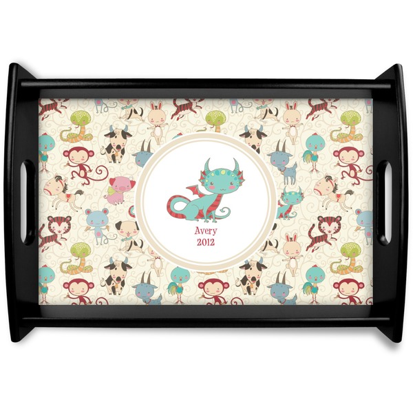 Custom Chinese Zodiac Black Wooden Tray - Small (Personalized)