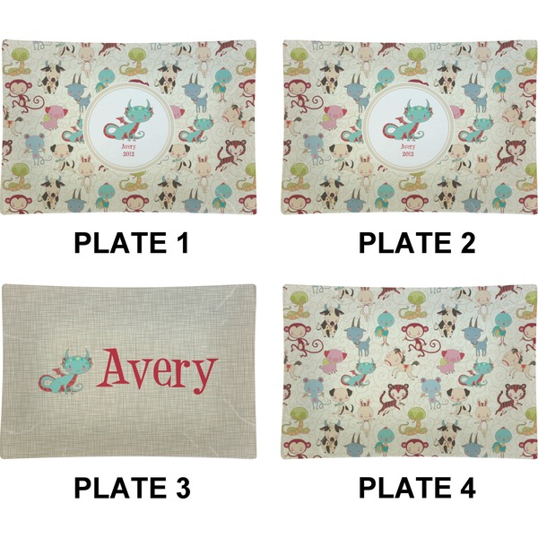 Chinese Zodiac Set of Rectangular Appetizer / Dessert Plates (Approval)