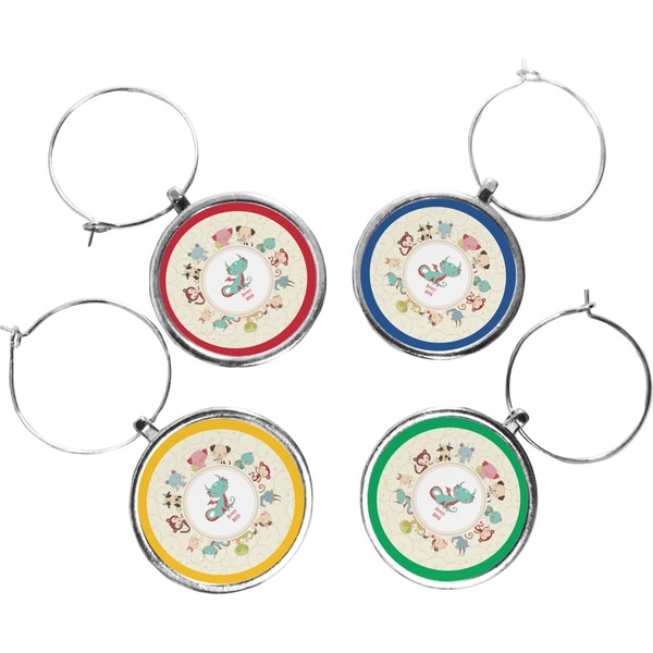 Custom Chinese Zodiac Wine Charms (Set of 4) (Personalized)