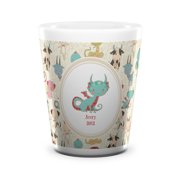 Custom Chinese Zodiac Ceramic Shot Glass - 1.5 oz - White - Set of 4 (Personalized)