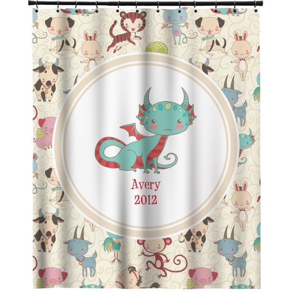 Custom Chinese Zodiac Extra Long Shower Curtain - 70"x84" (Personalized)
