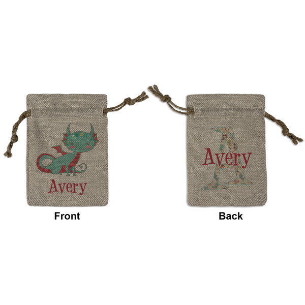 Custom Chinese Zodiac Small Burlap Gift Bag - Front & Back (Personalized)