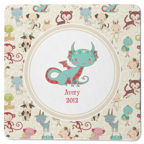 Custom Chinese Zodiac Square Rubber Backed Coaster (Personalized)