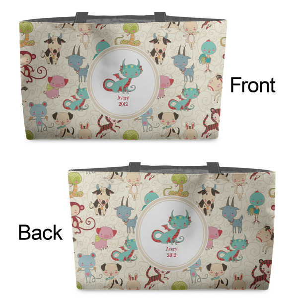 Chinese Zodiac Tote w/Black Handles - Front & Back Views