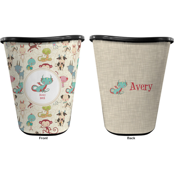 Chinese Zodiac Trash Can Black - Front and Back - Apvl