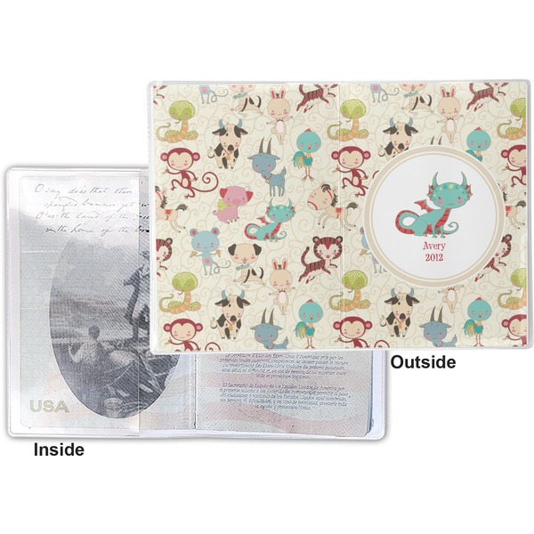 Chinese Zodiac Vinyl Passport Holder - Flat Front and Back