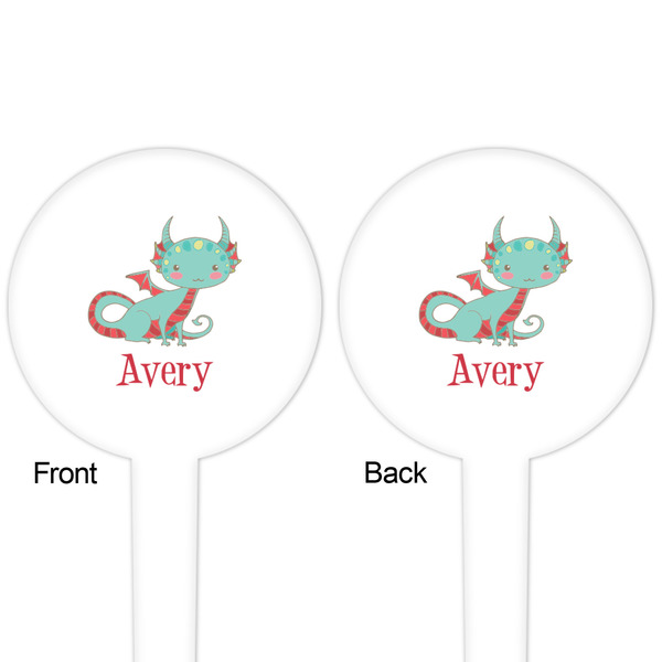 Chinese Zodiac White Plastic 4" Food Pick - Round - Double Sided - Front & Back