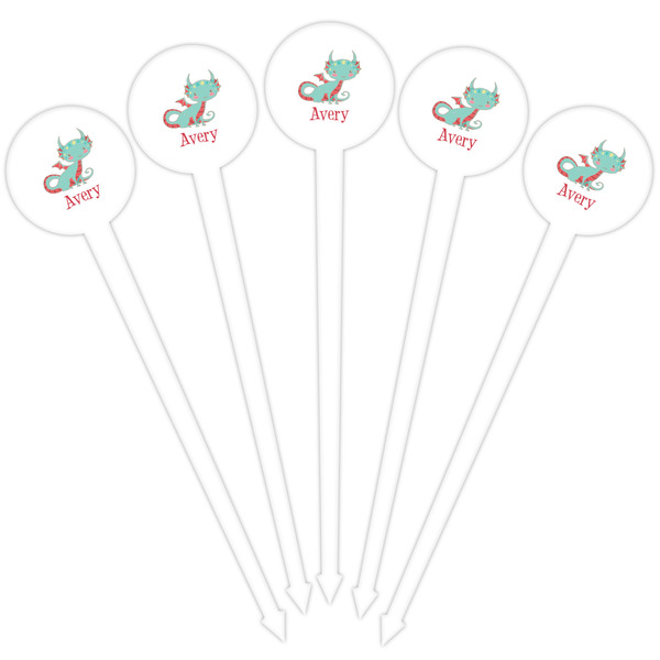 Chinese Zodiac White Plastic 4" Food Pick - Round - Fan View