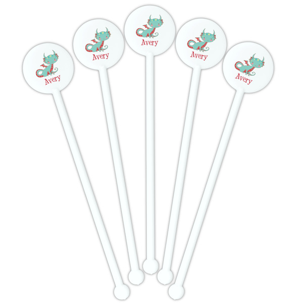 Chinese Zodiac White Plastic 5.5" Stir Stick - Fan View