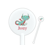 Chinese Zodiac 5.5" Round Plastic Stir Sticks - White - Single Sided (Personalized)