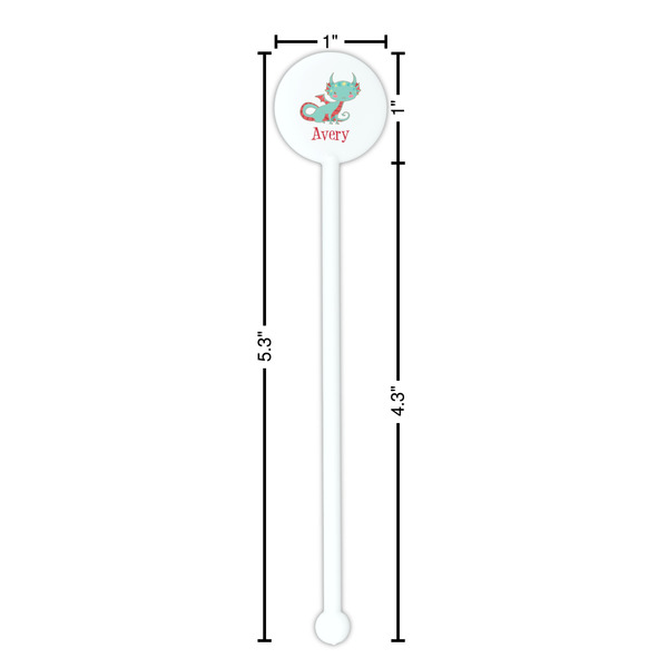 Chinese Zodiac White Plastic 5.5" Stir Stick - Round - Dimensions