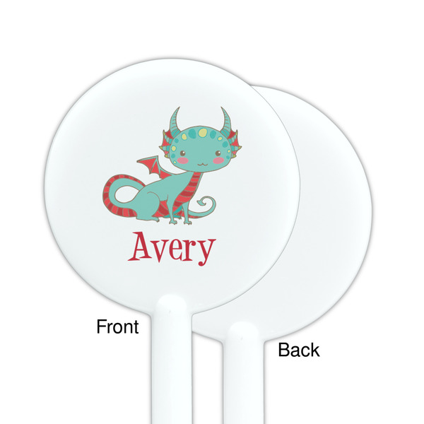 Chinese Zodiac White Plastic 5.5" Stir Stick - Single Sided - Round - Front & Back