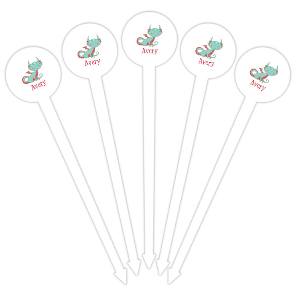 Chinese Zodiac White Plastic 6" Food Pick - Round - Fan View