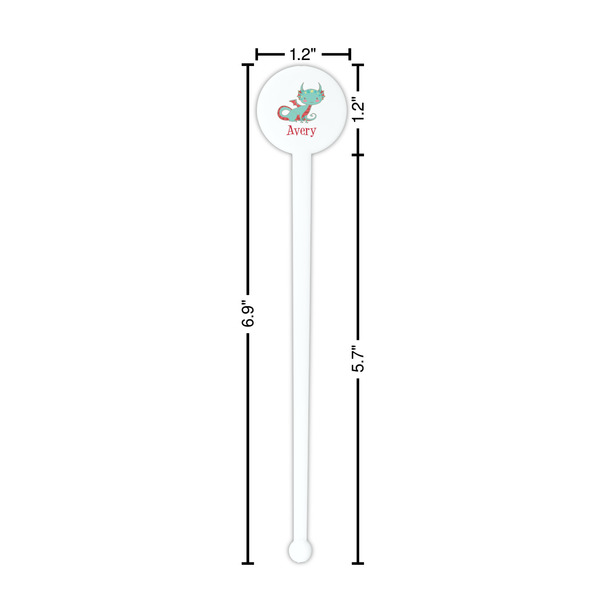 Chinese Zodiac White Plastic 7" Stir Stick - Round - Dimensions
