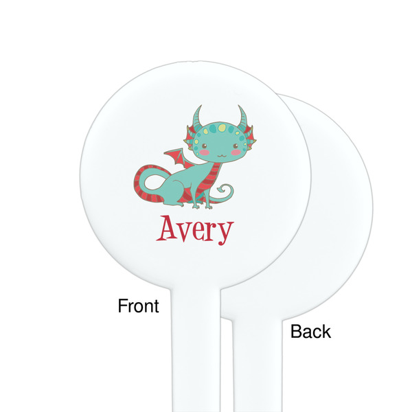 Chinese Zodiac White Plastic 7" Stir Stick - Single Sided - Round - Front & Back