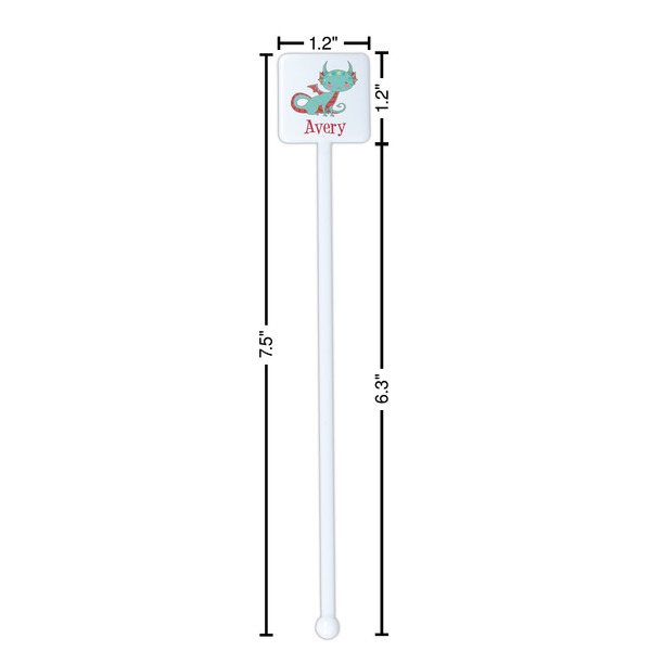 Chinese Zodiac White Plastic Stir Stick - Square - Dimensions
