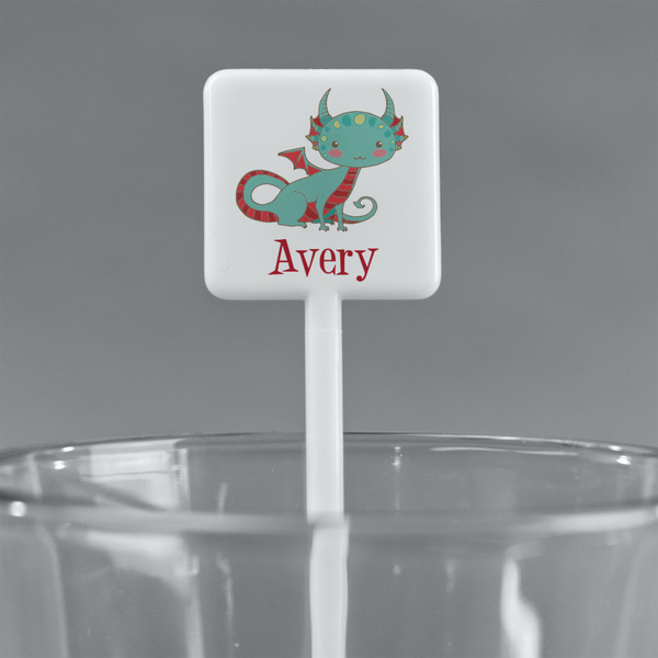 Chinese Zodiac White Plastic Stir Stick - Square - Main