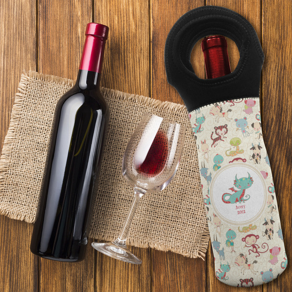 Chinese Zodiac Wine Tote Bag - FLATLAY