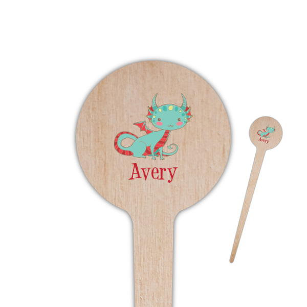 Custom Chinese Zodiac 4" Round Wooden Food Picks - Double Sided (Personalized)