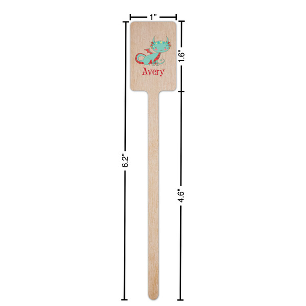 Chinese Zodiac Wooden 6.25" Stir Stick - Rectangular - Dimensions