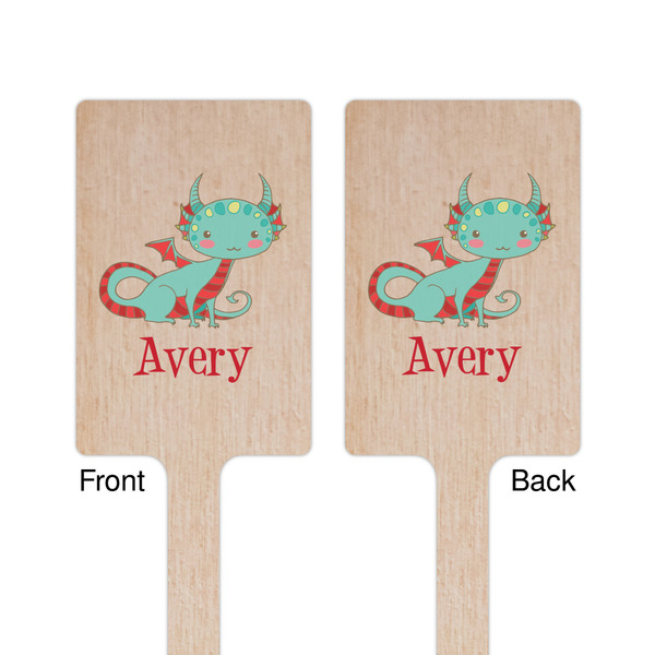 Chinese Zodiac Wooden 6.25" Stir Stick - Rectangular - Double Sided - Front & Back