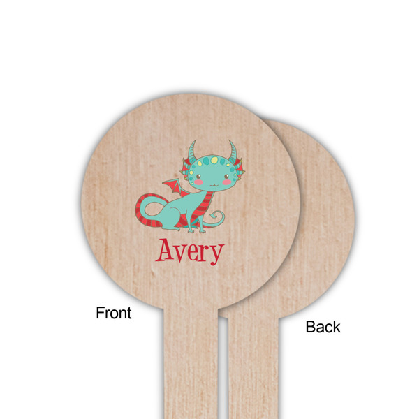 Chinese Zodiac Wooden 6" Food Pick - Round - Single Sided - Front & Back