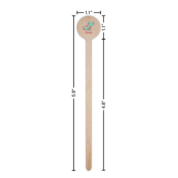 Chinese Zodiac Wooden 6" Stir Stick - Round - Dimensions