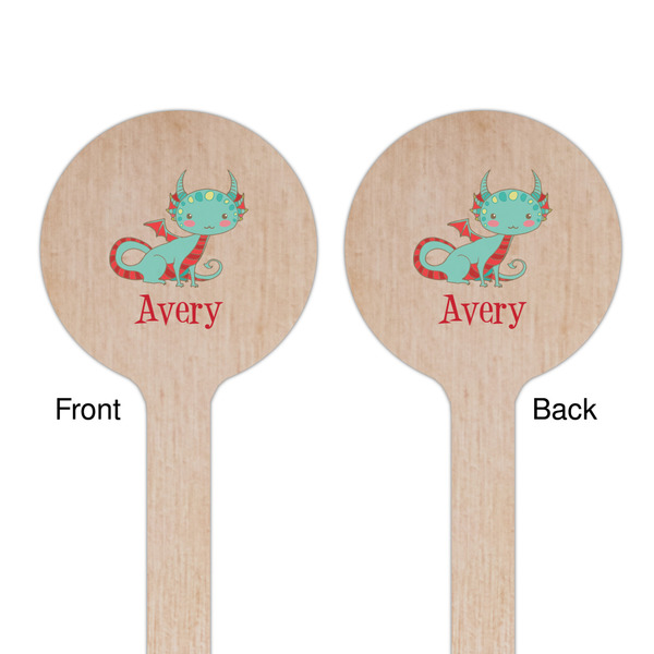 Chinese Zodiac Wooden 7.5" Stir Stick - Round - Double Sided - Front & Back