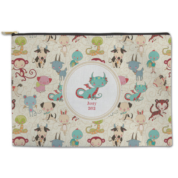 Custom Chinese Zodiac Zipper Pouch - Large - 12.5"x8.5" (Personalized)